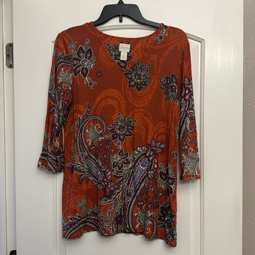 Chico’s size 1 Rust Paisley Tunic